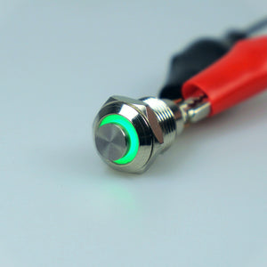 10mm AV Illuminated Momentary Switch Green Ring - Raised Actuator