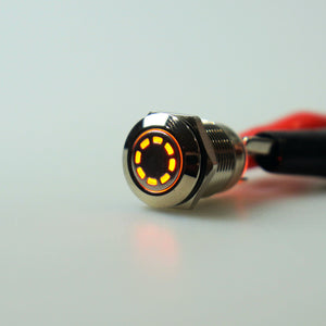 12mm AV Illuminated Momentary Switch Orange - Dashed Ring