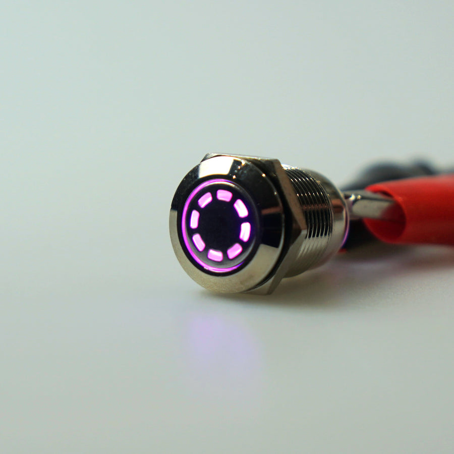 12mm AV Illuminated Momentary Switch Purple - Dashed Ring