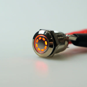 12mm AV Illuminated Momentary Switch Red - Dashed Ring