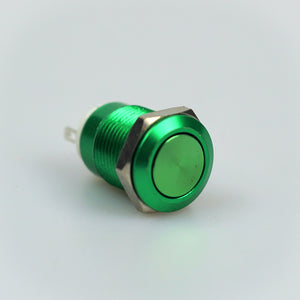 12mm Momentary Switch – Green – Flat Top