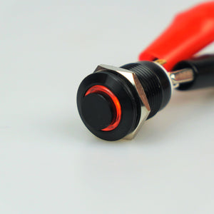 12mm Black AV Illuminated Momentary Switch Orange Ring - Raised Actuator