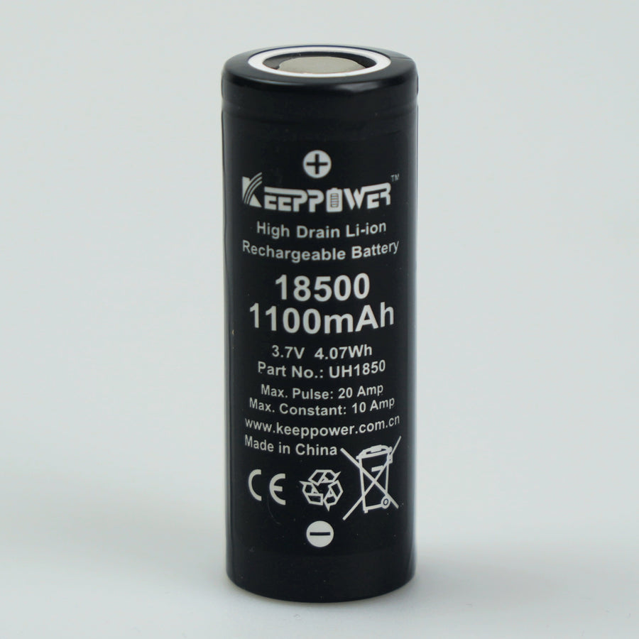 Keeppower 18500 3.7v 1100mah 20A High Drain Removable Lithium Ion Battery