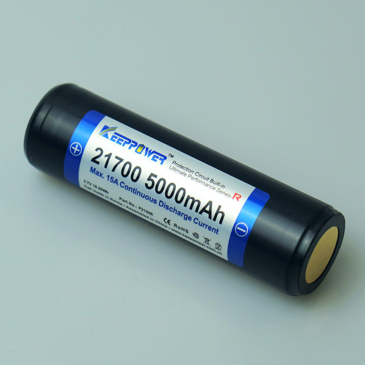 Keeppower 21700 3.7v 5000mah 15A High Drain PCB Protected Removable Li The Saber Armory Keeppower 21700 3.7v 5000mah 15A High Drain PCB Protected Removable Li The Saber Armory