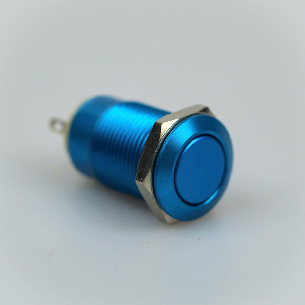 12mm Latching Switch - Blue - Flat Top