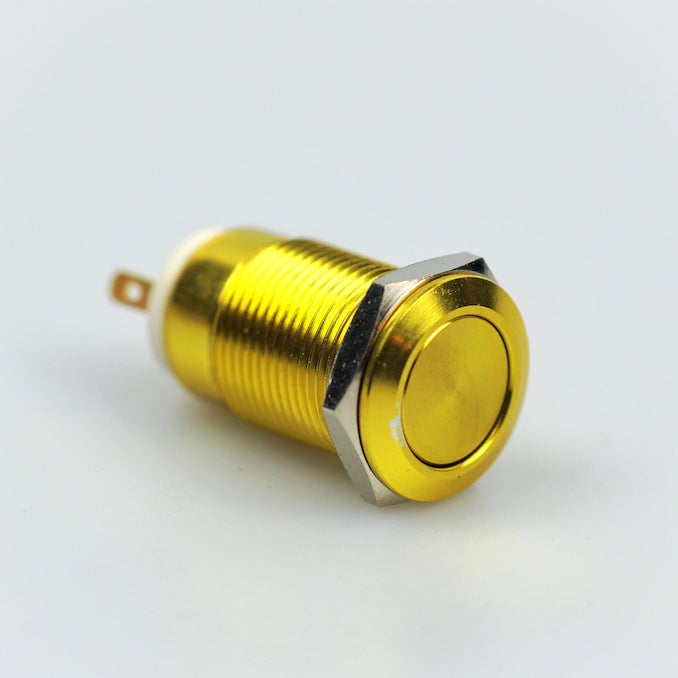 12mm Latching Switch - Gold - Flat Top