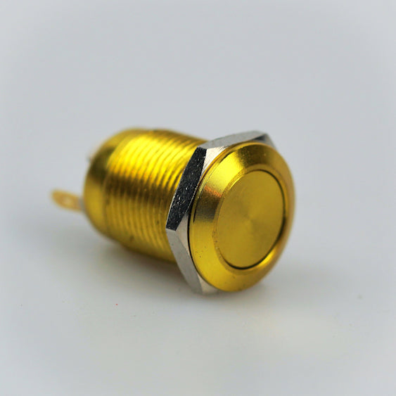 12mm Momentary Switch - Gold - Flat Top