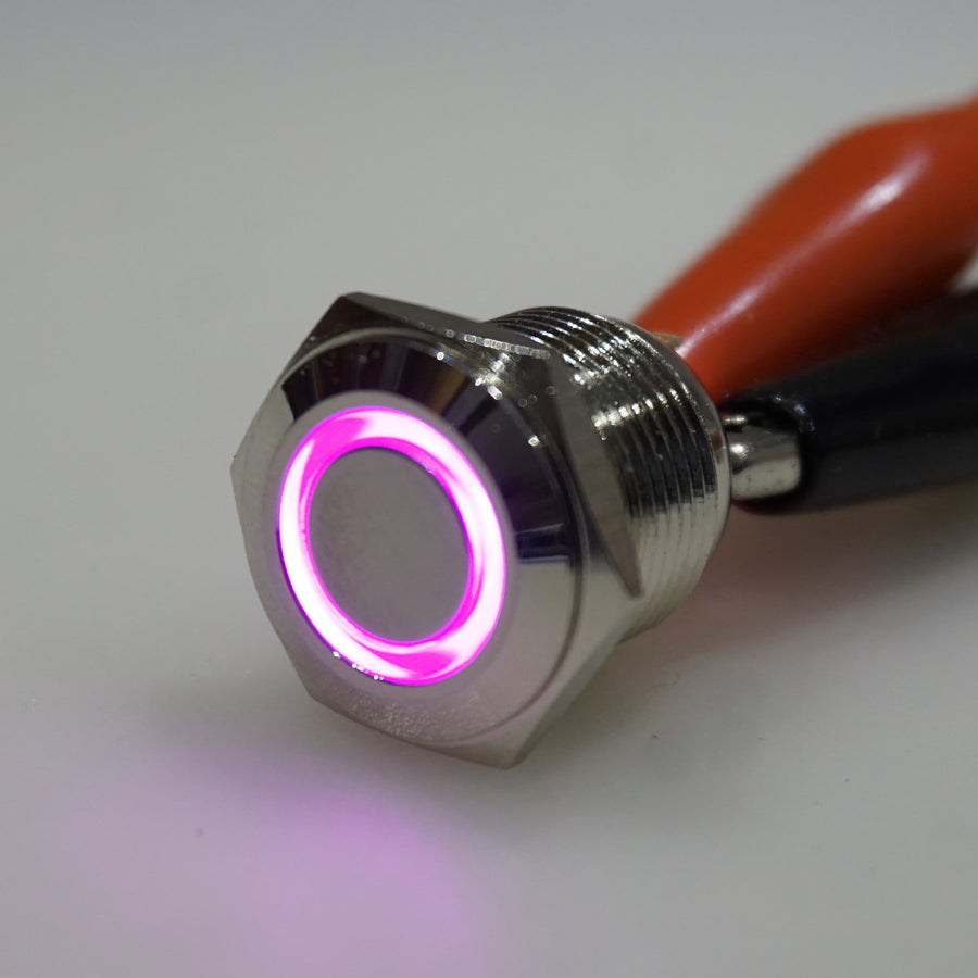 16mm AV Illuminated Momentary Switch Purple Ring