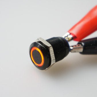 12mm Black AV Illuminated Momentary Switch Orange Ring