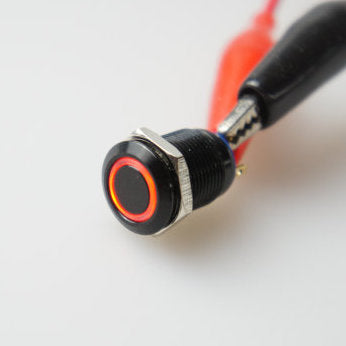 12mm Black AV Illuminated Momentary Switch Red Ring
