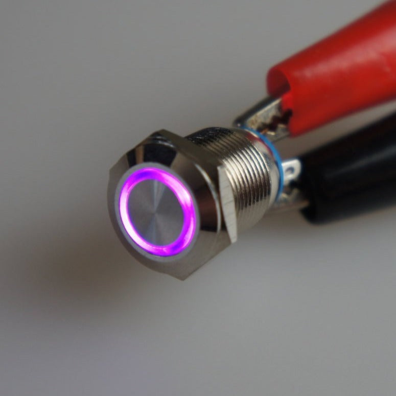 12mm AV Illuminated Momentary Switch Purple Ring