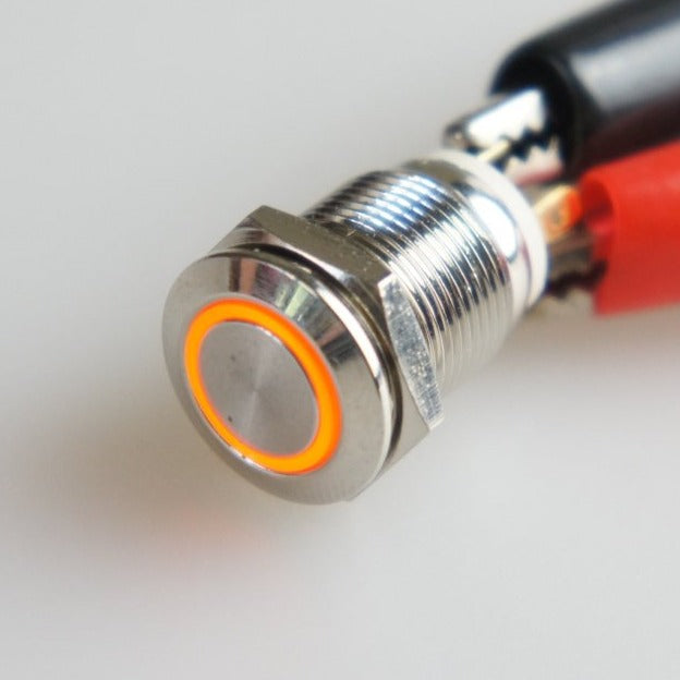 12mm AV Illuminated Momentary Switch Orange Ring